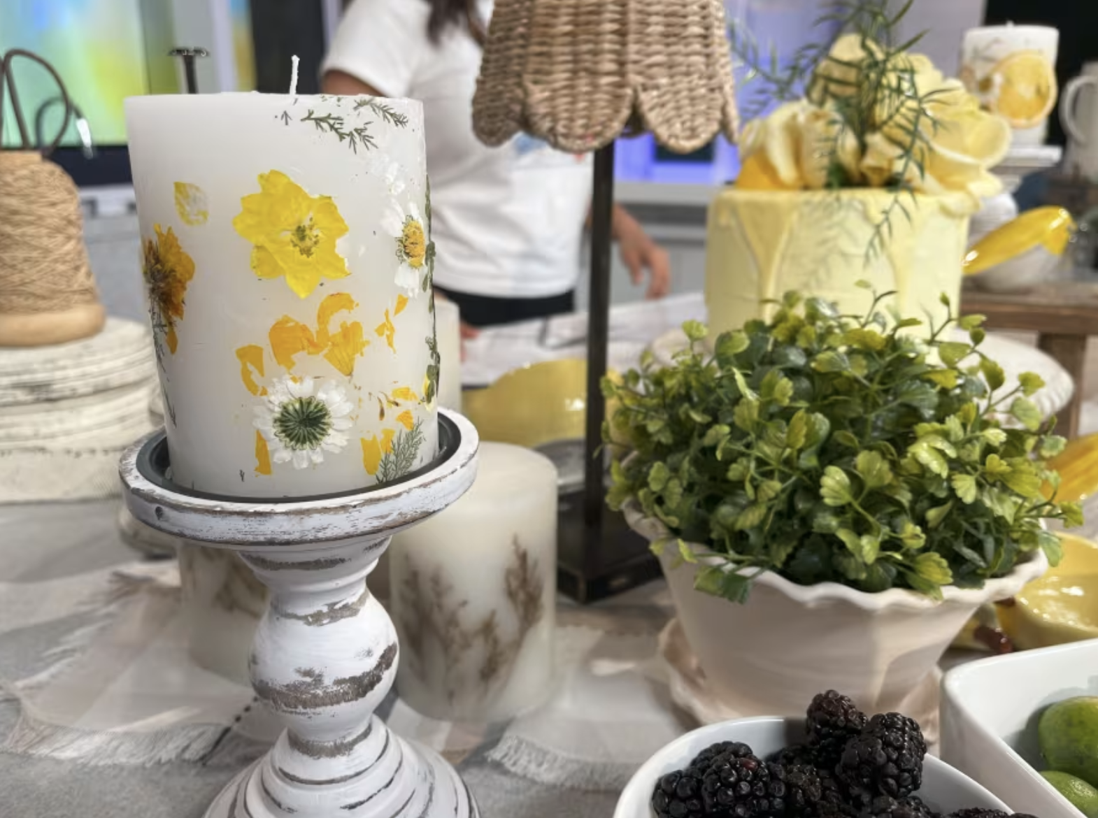 Spruce up your spring decor with pressed flower candles